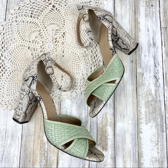 Banana Republic Shoes - Banana Republic | Mint Green & Snake Print Sandal